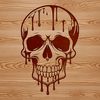 Gothic Illustration of a Droplet Skull A detailed illustration of a skull with dripping liquid, suitable for vector graphics and design projects.
