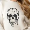Free Vector Gothic Skull Template A detailed illustration of a dripping skull with a dark and gothic aesthetic.