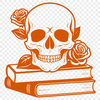 Free Clip Art Skull Design A detailed illustration of a Gothic-style skull surrounded by intricate designs, perfect for crafting and DIY projects.