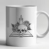 Beautiful Rose and Skull Illustration A detailed illustration of a Gothic-style skull with intricate details, surrounded by a rose.