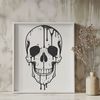 Free Vector Art Drip Skull A stylized illustration of a dripping skull, suitable for various design projects.
