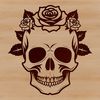 Gothic Skull with Red Rose Illustration A detailed illustration of a Gothic-style skull adorned with a red rose.