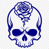 Ravishing Rose Embellished Skull Design A stylized gothic skull surrounded by roses and foliage.