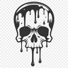 Stylized Skeleton Head with Drips An SVG graphic featuring a stylized skeleton's head with detailed drips and textures, suitable for Halloween designs.