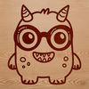 A cartoon monster character wearing glasses and smiling, suitable for Halloween designs or crafts.