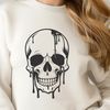 Halloween Decoration Clip Art A detailed illustration of a dripping skull with gothic elements, suitable for Halloween designs.