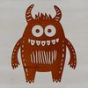 A colorful illustration of a cute monster character in a fun and playful pose.