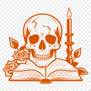 Macabre Illustration: Decorative Skull Artwork A decorative Gothic-style skull design with intricate details and subtle texture, suitable for crafting and DIY projects.