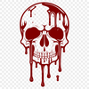 Hand-Drawn Dripping Skull Clip Art A detailed, hand-drawn design of a dripping skull with intricate details, suitable for use in various digital formats.