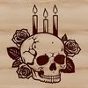 Dark Fantasy Skull Icon A stylized Gothic skull with intricate details, set against a dark background.