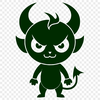 An illustration of the devil in a dark, gothic style, suitable for Halloween designs.