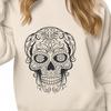 A stylized illustration of a skull surrounded by ornate gothic details, associated with witchcraft themes.