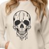 Free Stylized Skull Clip Art A stylized graphic illustration of a skull with dripping details, suitable for Halloween decorations.