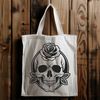 Gothic Skull with Floral Twist A stylized illustration of a skull with a rose integrated into its design, suitable for various digital formats.