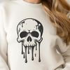 Beautiful Drip Skull Graphic Art A vector graphic representation of a dripping skull with intricate design elements.