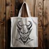Satanic Iconography A satanic figure with horns and a pitchfork, suitable for Halloween decorations or designs.
