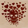 A minimalist skull design adorned with love hearts, perfect for Halloween decorations or tattoo designs.