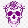 Gothic Skull with Rose Motif A stylized skull design with a detailed rose motif, suitable for vector art projects.