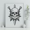 Intricate Skull Design SVG File A detailed illustration of a Gothic-style skull with intricate details.