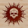 A stylized skull design with thorns and intricate details, suitable for tattoo designs or clip art.