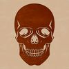 An SVG design featuring a stylized skeletal head with intricate details.