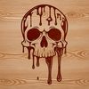 Gothic Skull Illustration with Dripping Effect A stylized illustration of a skull with dripping effect, suitable for Halloween decorations.