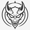 Demonic Figure Illustration A demonic figure with horns and a pitchfork, suitable as clip art for Halloween designs or illustrations.