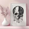 Halloween Decorations SVG Clip Art A stylized dripping skull illustration with gothic aesthetic, suitable for Halloween decorations or designs.