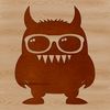 A cartoon monster wearing glasses and a friendly expression.