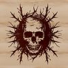 Dark Gothic Skull Illustration A detailed illustration of a skull with thorns and a dark Gothic atmosphere, suitable for Halloween designs.