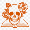 Ornate Skull Design Free Download A stylized illustration of a skull with ornate details, suitable for Halloween decorations.