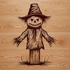 A stylized illustration of a witch standing in front of a haunted house, surrounded by autumnal foliage and eerie lighting.