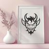 Spooky Devil SVG Design Illustrative depiction of the devil in a dark and ominous setting, suitable for Halloween designs.
