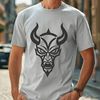 Stylized devil illustration with horns and wings A stylized illustration of the devil with horns and wings, suitable for Halloween decorations or designs.