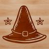 Enchanted Witch Hat SVG Design A witch's hat with intricate designs, perfect for adding a touch of magic to your Halloween decorations.