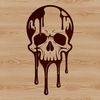 Gothic Halloween Skull Icon A detailed vector illustration of a skull with dripping liquid, suitable for Halloween decorations or designs.