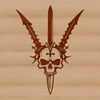 Gothic Skull Design SVG A stylized Gothic-style skull design suitable for digital cutting machines and vector graphics.