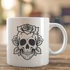 Elegant Skull Clip Art with Intricate Details A stylized Gothic skull with intricate details, suitable for vector designs and cutting machines.