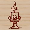 Witch Among Candles SVG Illustration A simple line drawing illustration of a witch surrounded by candles in a spooky atmosphere.