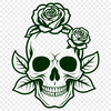 Gothic-Inspired Skull Design Vector Art A detailed illustration of a skull with a Gothic-inspired design, featuring intricate details.