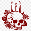 Gothic Skull with Rose A stylized Gothic skull surrounded by a rose, symbolizing the intersection of mortality and beauty.
