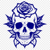 Gothic Skull with Rose Clip Art Gothic-style skull with a single rose, suitable for Halloween decorations or vector designs.
