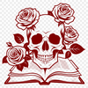 Decorative Skull Artwork A stylized illustration of a skull with intricate details in a Gothic style.