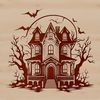 Spooky Haunted Mansion Illustration A spooky haunted house illustration in vector format.