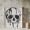 Gothic Skull Decoration with Water Effects A skeletal skull with water-like drips covering its surface, suitable for gothic-themed designs.