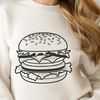 A simple vector illustration of a classic hamburger with toppings.