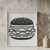 A vector illustration of a classic hamburger with sesame seed bun and melted cheese.