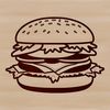 Cheeseburger Icon A stylized illustration of a classic cheeseburger with melted cheese and condiments on a bun.