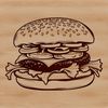 Simple Hamburger Design A minimalist design of a hamburger made up of beef patty, cheese, lettuce, tomato, and bun.