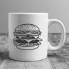 Free Vector Burger Illustration A vector graphic representation of a savory hamburger meal consisting of a beef patty, cheese, bun, and various toppings.